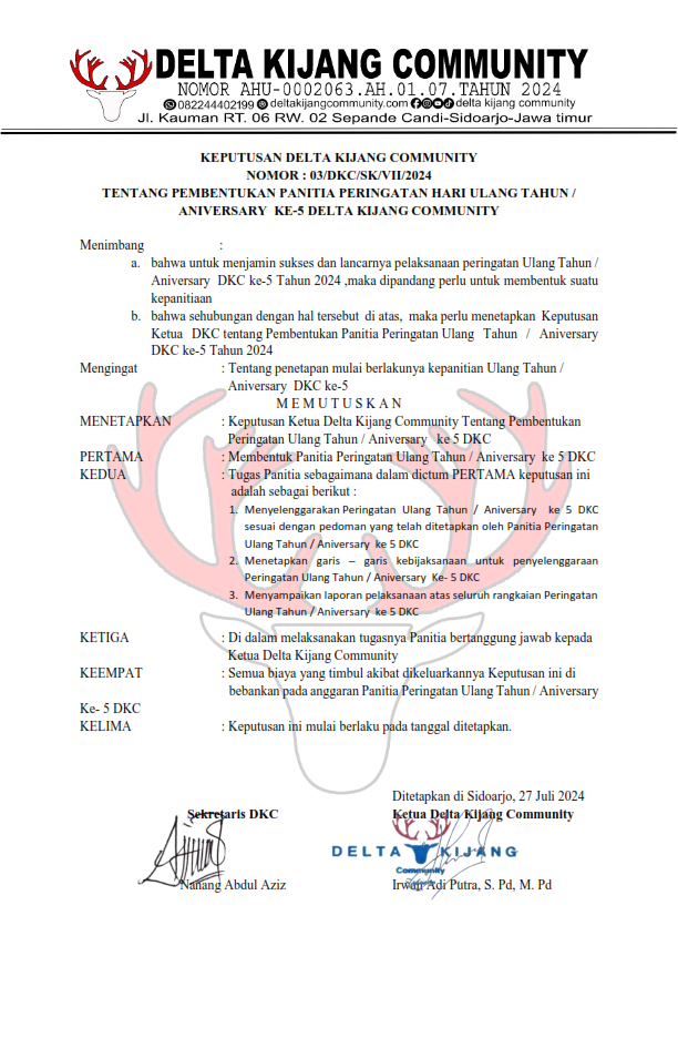 Panitia Ulang Tahun / Aniversary Delta Kijang Community Ke- 5