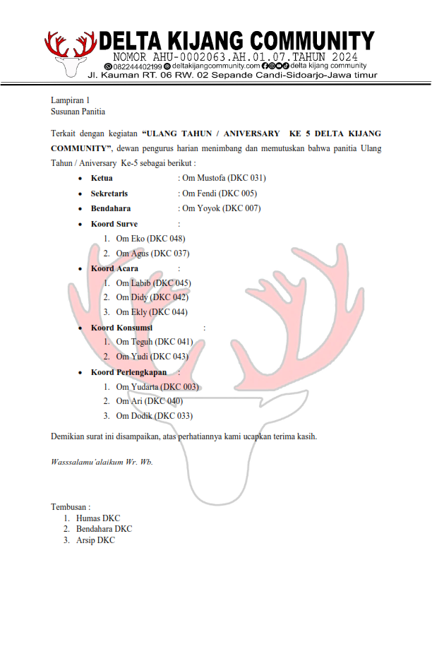 Panitia Ulang Tahun / Aniversary Delta Kijang Community Ke- 5